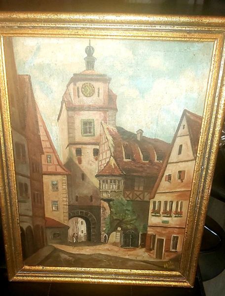 Antique oil painting 1946 on canvas