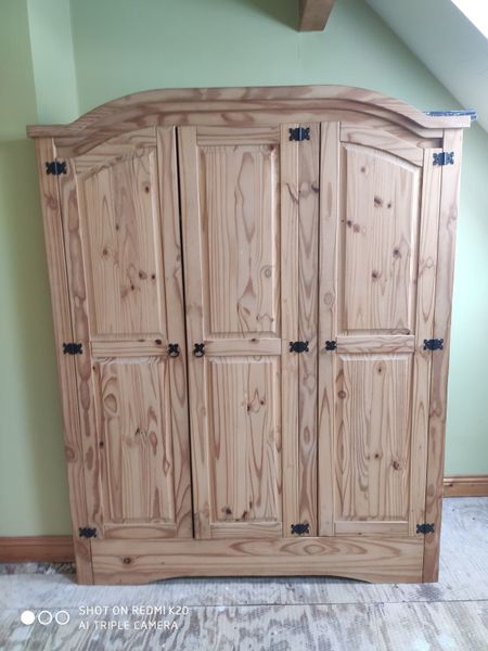 Wardrobe Mexican Pine For In, Antique Pine Wardrobe With Shelves