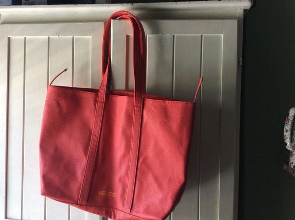 KENZO EX LARGE RED VEGAN LEATHER SHOPPER BAG NEW
