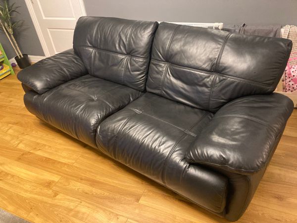 FINAL PRICE DROP - Black leather sofa