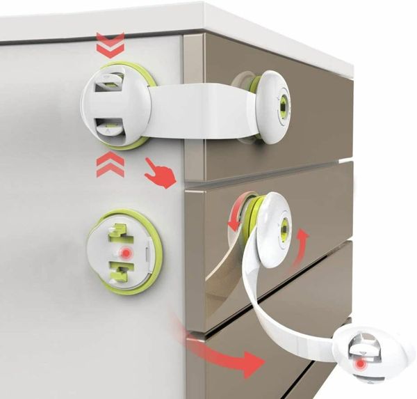 Child Safety Locks, Flow.month 10 Pack Child Safety Cupboard Locks, No Tools or Drilling Needed, Baby Cabinet Locks for Kitchen Cabinets, Drawers, Appliances, Closet, Kitchen, Fridge and Oven, Trash