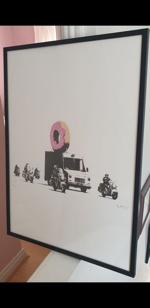 High Quality Banksy Glicee Framed Print-Donuts Strawberry