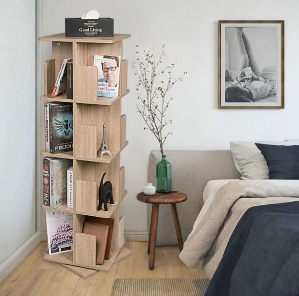 BRAND NEW Revolving bookcase 360degree Rotating Solid Wood Bookshelf