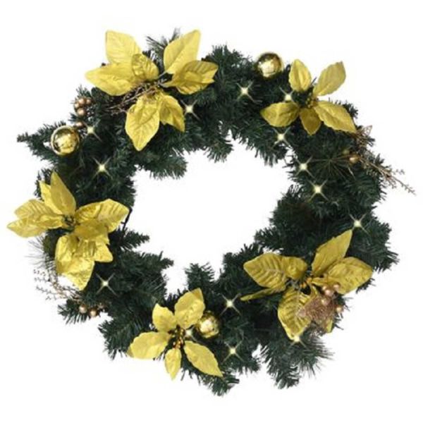 vidaXL Christmas Wreath with LED Lights Green 60 c