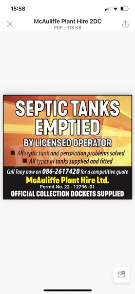 Septic Tanks emptied by licensed operator