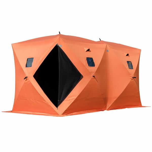 8-Person Ice Fishing Tent Warm Awning Pop-Up Oxford Fabric Waterproof Windproof Canopy for Winter Fishing Camping Hiking