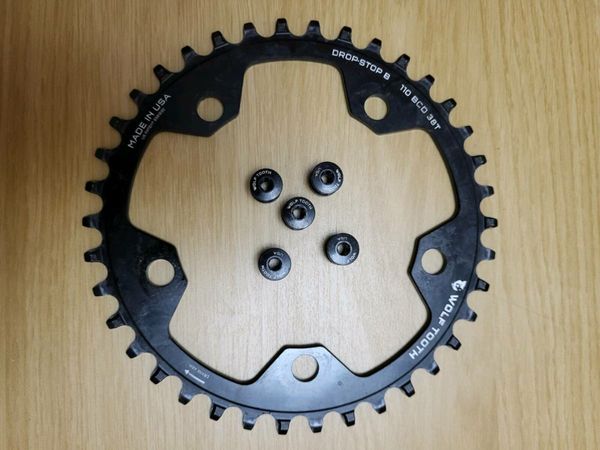 Woolftooth 110bcd 38T chainring and bolt set.