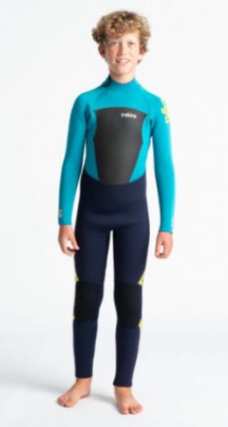 C Skins Legend 5:4:3 Junior Winter Wetsuit Back Zip Steamer Slate Ocean Teal Yellow
