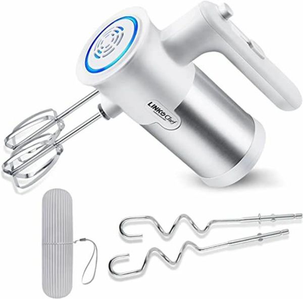 Hand Mixer, LINKChef Hand Mixer Electric 5 Speed for Whipping + Mixing Cookies, Brownies, Cakes, Dough, Batters, Meringues & More