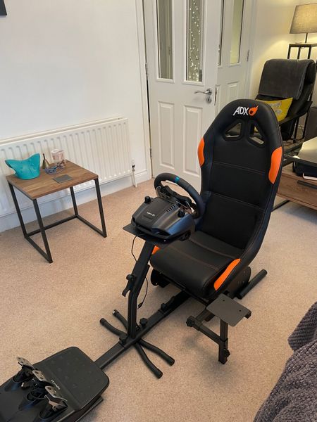 Racing Wheel and Chair (Gaming Setup)