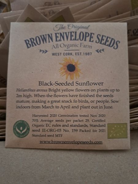 100 packets of Organic sunflower seeds