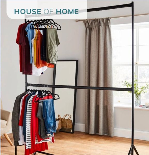 NEW Two Tier Clothes Rail Garment Hanging Rack