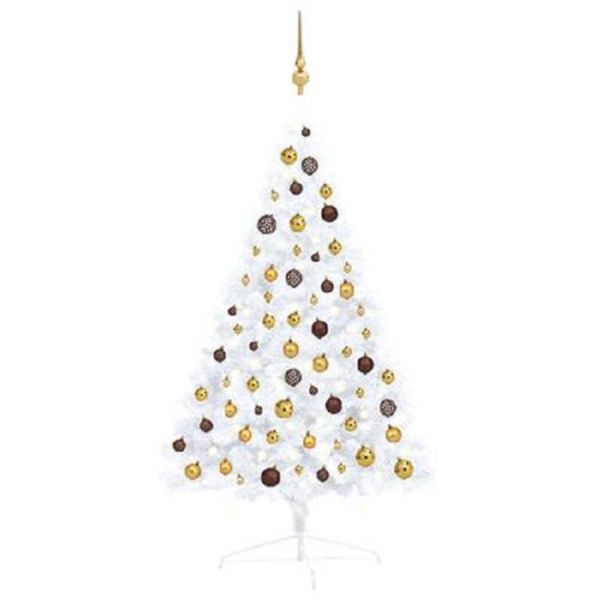 vidaXL Artificial Half Christmas Tree with LEDs
