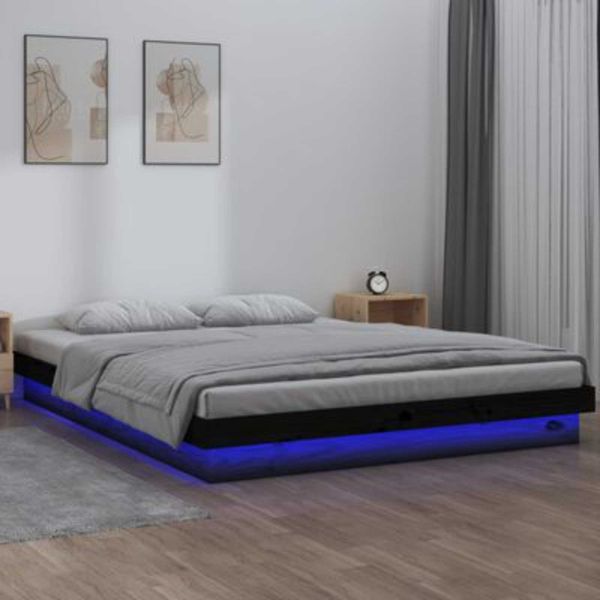 vidaXL LED Bed Frame Black 135x190 cm 4FT6 Double
