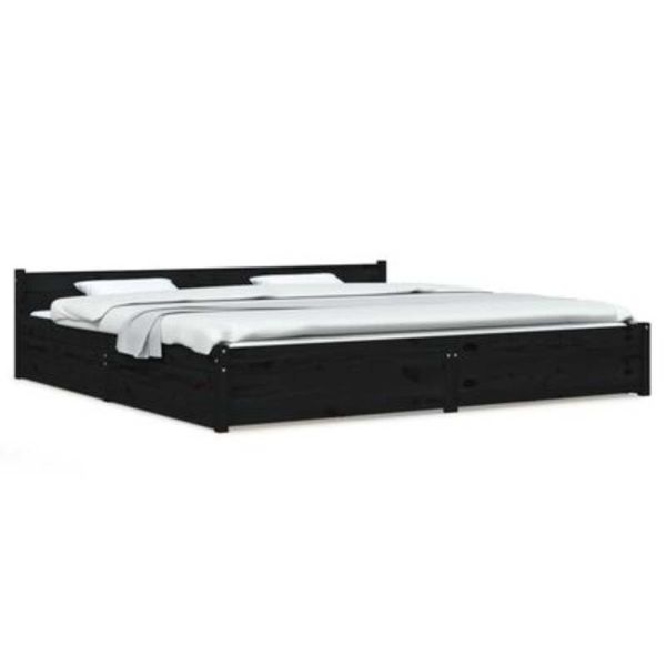 vidaXL Bed Frame with Drawers Black 180x200 cm 6FT
