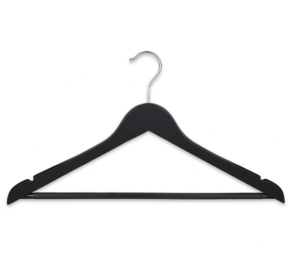 Black Wooden Hanger, Non-Slip Trouser Hanger Bar, 44cm