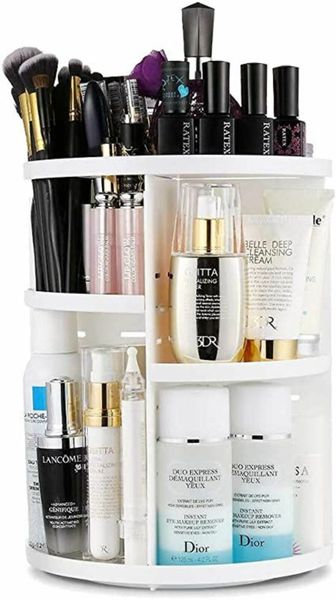 Rotating Makeup Organizer , 360 Degree Adjustable Cosmetic Storage Makeup  Spinning Holder Storage Rack with 7 Layers Large Capacity , Display Stand  Box Perfect for Dresser, Bedroom, Bathroom (White) for sale in
