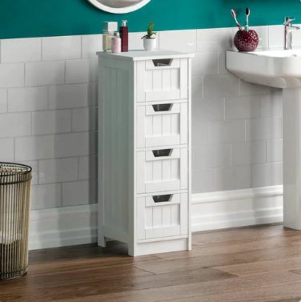 4-Drawer Floor Standing Cabinet Unit Bathroom Stor