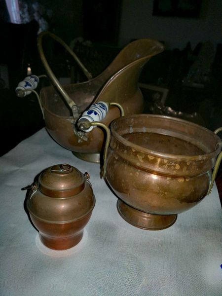 3 Large decorative copper items