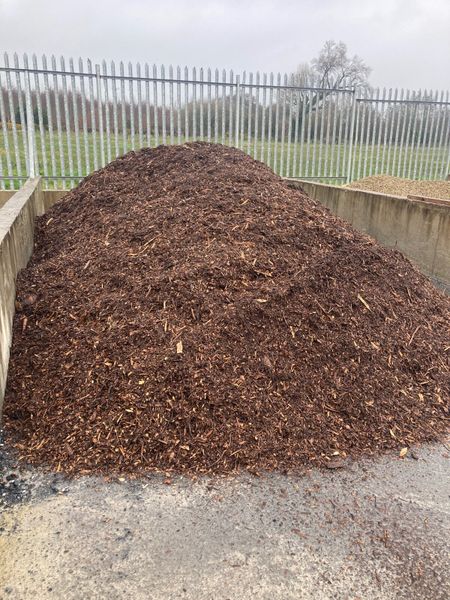 Bark mulch, topsoil, horse manure