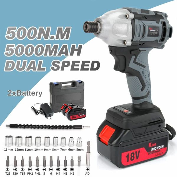 King showden Impact Driver with 2 Battery, Cordless Impact Driver 18V 5