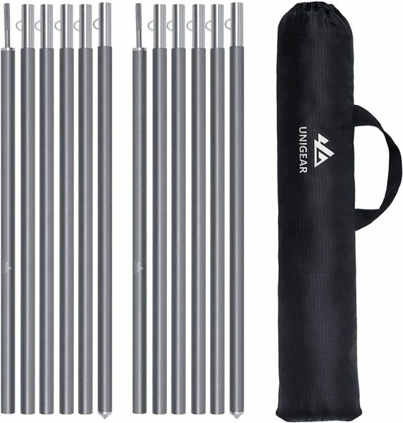 Tarp Poles Telescopic Set of 2, Aluminum Pole for Tarp, Tent, Awning, Camping, Adjustable from 40Cm-240Cm