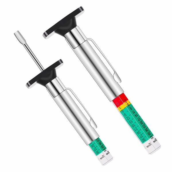 Tyre Tread Depth Gauge 2Pcs Smart Color Coded Tire Depth Gauge Color