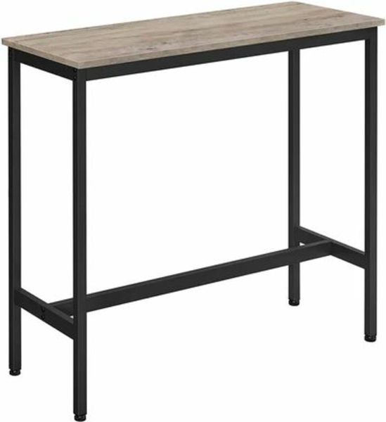 BAR TABLE, FINE HIGH TABLE, KITCHEN TABLE, DINING TABLE, WITH STURDY METAL FRAME, 100 X 40 X 90 CM, EASY ASSEMBLY, INDUSTRIAL STYLE, GREIGE AND BLACK