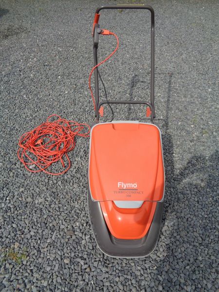 Flymo turbo compact 350 electric hover lawn mower.