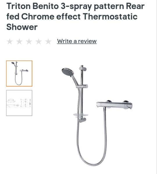 Triton Benito 3spray pattern Thermostatic Shower for sale in Co. Cork