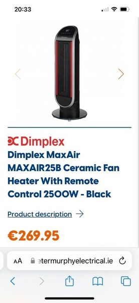 Dimplex Maxair hot and cold ceramic heater for sale in Co. Westmeath for  €75 on DoneDeal