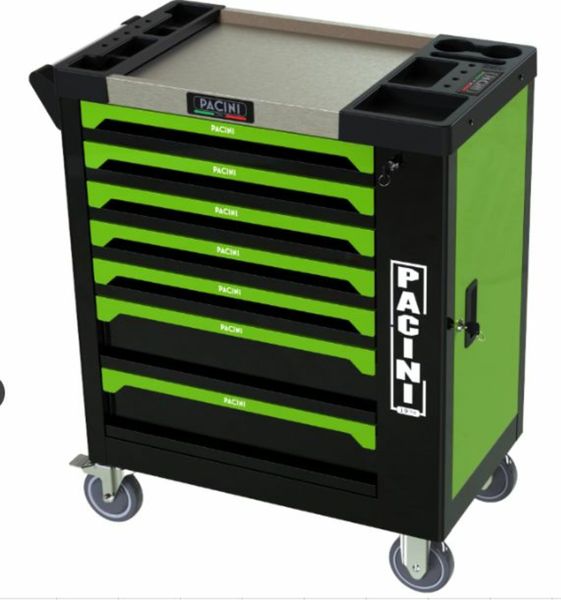 7 Drawer Tool Chest On Strong Castor Wheels & Comp