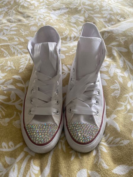 Blinged out outlet white converse