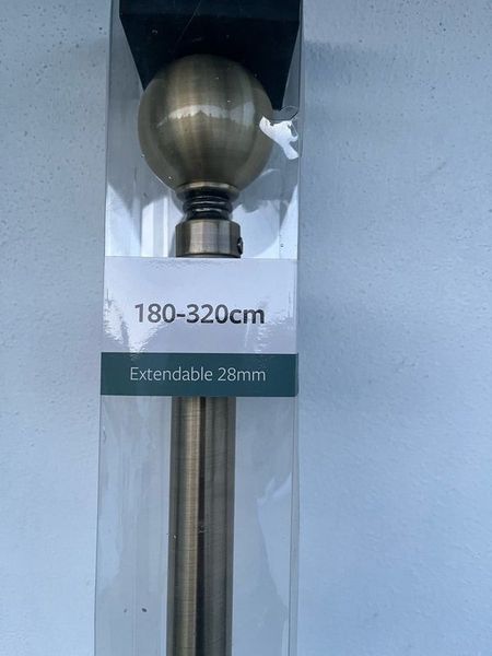 Antique Brass Curtain Ball Pole 180-320cm (Unopened)