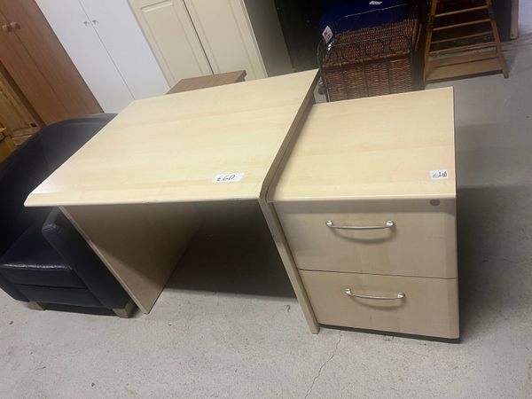 Office desk and small filing cabinet
