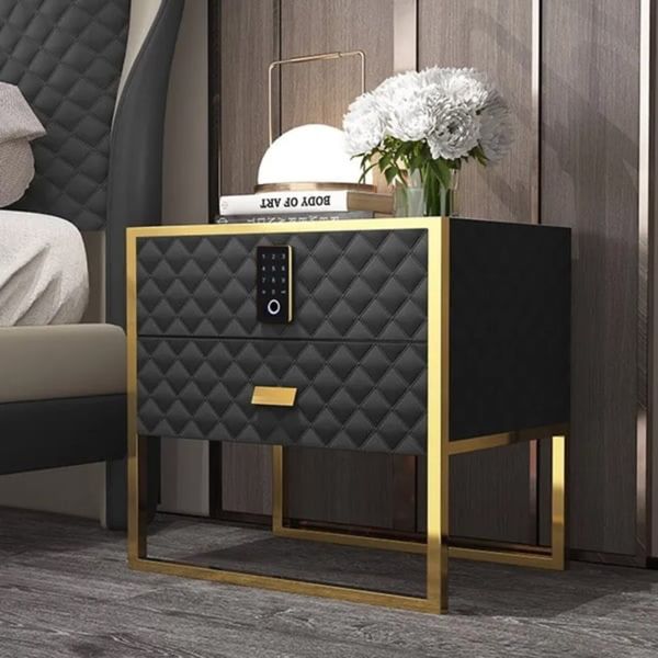 Black nightstand store with locking drawer