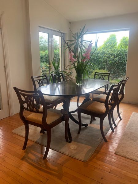 Small mahogany dining table deals and chairs