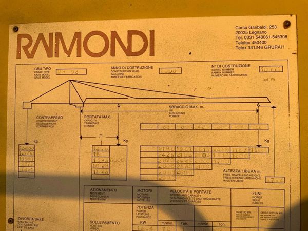 RAIMONDI MR93 TOWER CRANE . 279112402