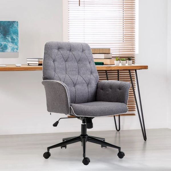 Office Chair Mid Linen Back Grey (BRAND NEW)