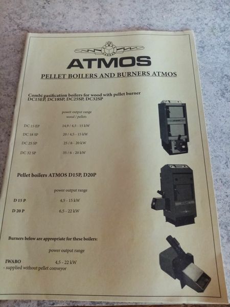 Unused 15kw Atmos wood and pellet boiler for sale in Co. Carlow for €800 on  DoneDeal