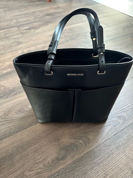 MK black handbag with gold outlet hardware