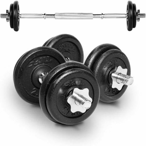 York fitness 20kg black discount cast iron dumbbell spinlock set