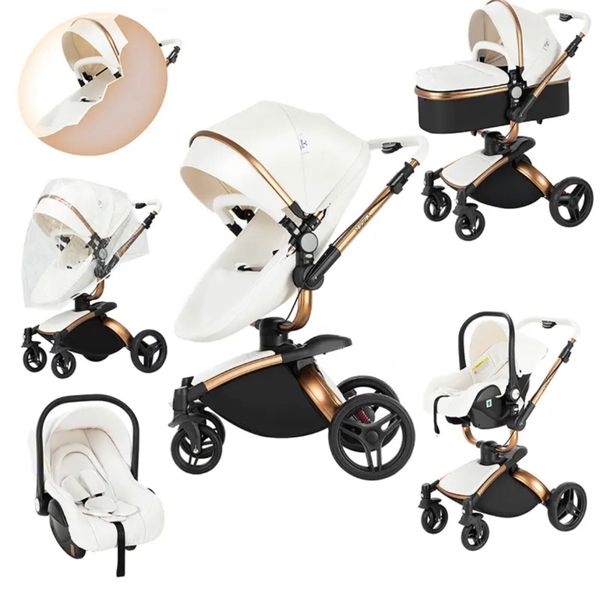 White 2024 leather pram