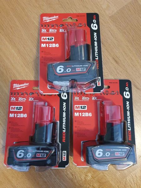 Milwaukee M12B6 6.0Ah Batteries for sale in Co. Waterford for 70