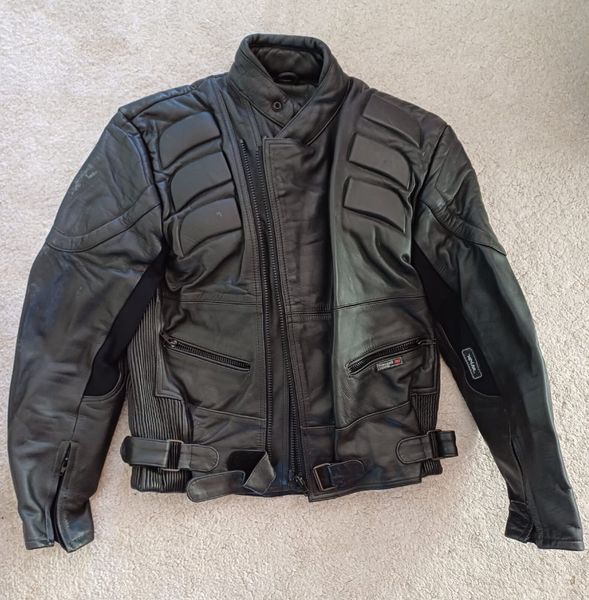 Mens padded clearance leather motorcycle jacket