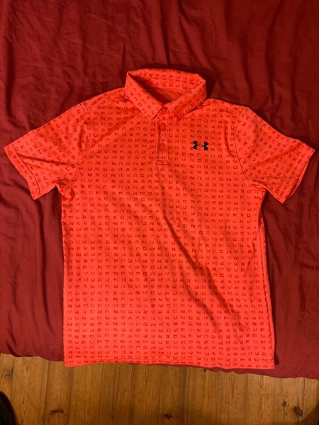 Boys red on sale under armour polo