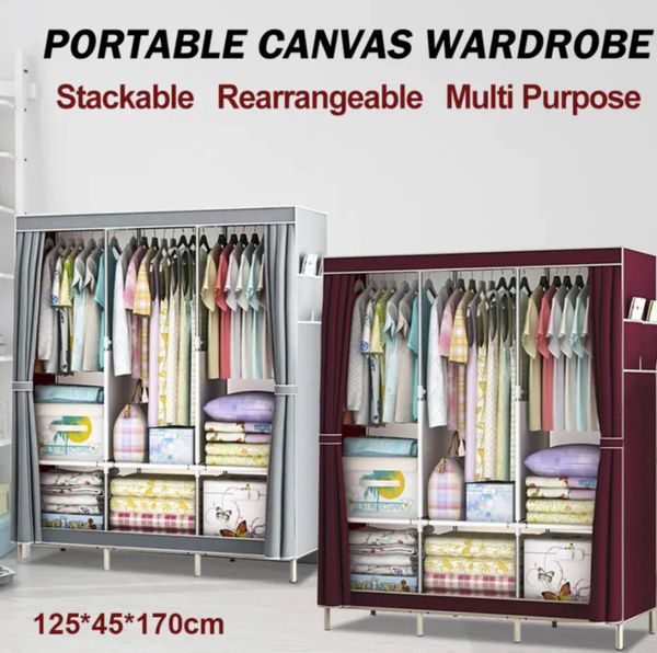 Portable Wardrobe Canvas Covered Metal Frame NEW for sale in Co. Dublin for 59 on DoneDeal