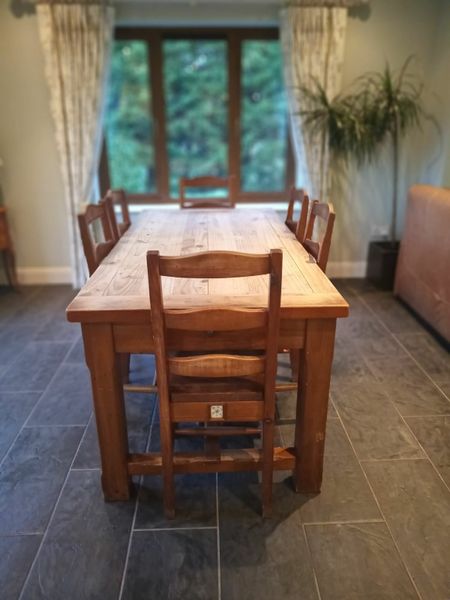 Solid wood farmhouse table and deals chairs