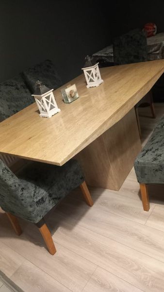 Marble table with on sale leather chairs