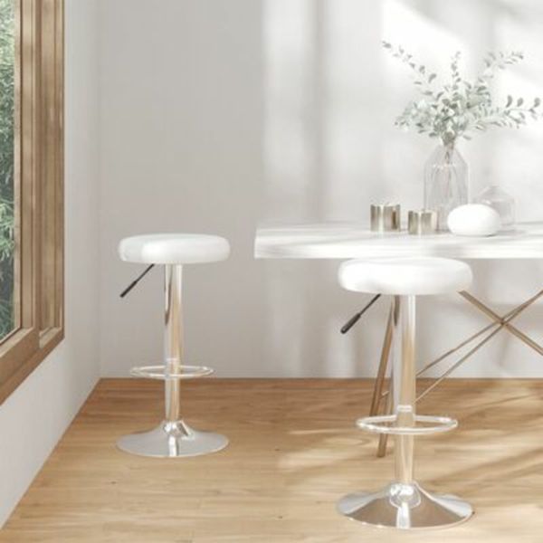 Bar Stools 2 pcs White Faux Leather for sale in Co. Dublin for 175